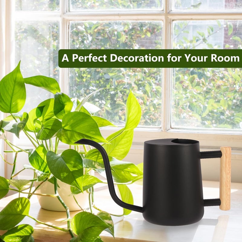 GUKJOB Plant Watering Can,35oz Metal Watering Can,Stainless Steel Indoor Plants with Long Curved Spout,Small Bonsai Outdoor Garden Modern Decorative(Black) - Image 3